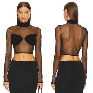 Michael Costello x REVOLVE Leilani Black Sheer Mesh Top Size S